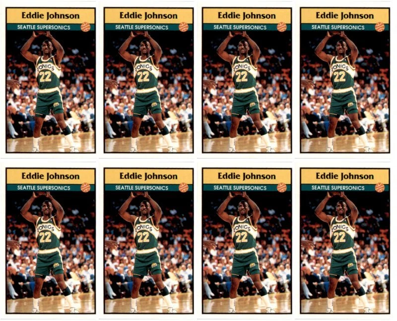 (8) 1992 Panini наклейки #57 Эдди Джонсон Сиэтл SuperSonics карта лот - Изображение 1 из 2