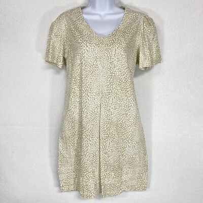 Nicole Miller Dress Women's S Resort Wear Layered Trim V-Neck Beige Linen Blend - Image 1 of 4