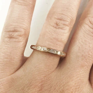 0.6 ctw Natural Princess Diamond (G-H VS-SI) 14k Rose Gold Wedding Ring 3 MM - Picture 1 of 4