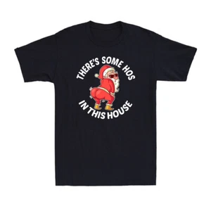 There's Some Hos In this House Christmas Funny Santa Claus Vintage Men's T-Shirt - Picture 1 of 10