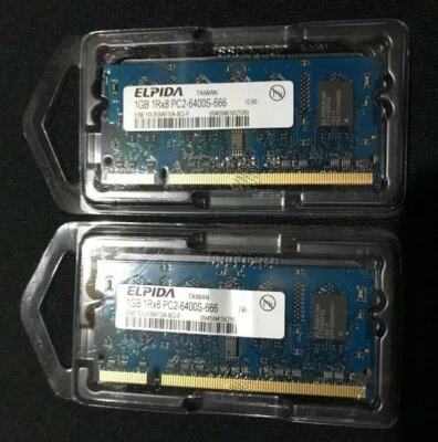Elpida PC2-6400 (DDR2-800) 2 GB 2X1GB SO-DIMM 800 MHz PC2-6400 Laptop Memory - Image 1 of 2