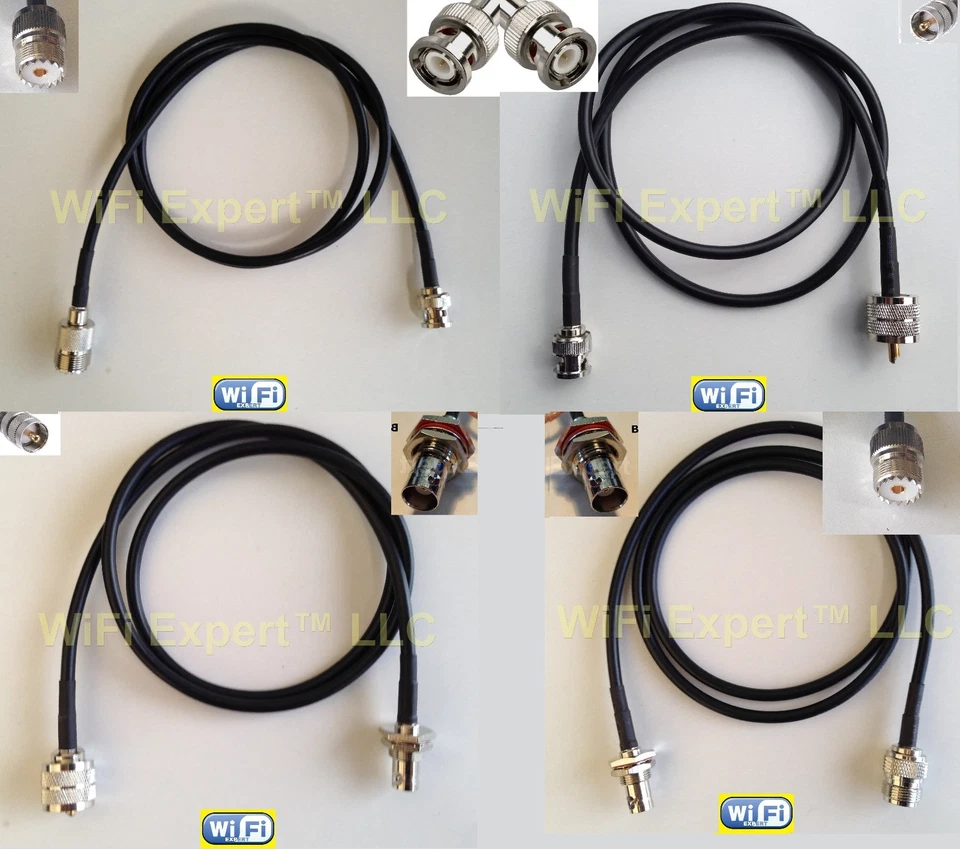 1 x RG58 UHF PL259 MALE or SO239 FEMALE to BNC MALE or Female Bulkhead RF Cables - Image 1 of 1