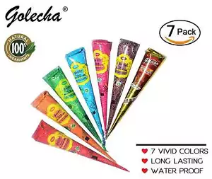 Coni HENNA 7 o 9 colori pasta di erbe inchiostro temporaneo per tatuaggi kit Mehandi body art - Foto 1 di 6