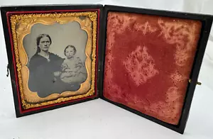 Viktorianische Mutter Kind Daguerreotypie Foto 1/9 Platte Thermoplast Etui Mandala - Bild 1 von 9
