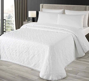 Copriletto Matrimoniale Jacquard in Rilievo Cotone Copridivano Clara Bianco Gff - Bild 1 von 7