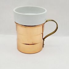 Daewoo Copper Cup Brass Handle Ceramic Insides Vintage 4" Tall Kitchen Drinkware
