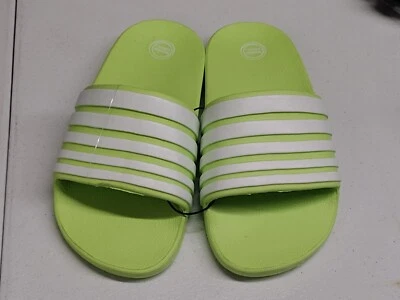 Wonder Nation Bright Lime White Slip On Sandals Size 1-2 - Image 1 of 4