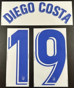 2018 2019 OFFICIAL ATLETICO MADRID DIEGO COSTA 19 AWAY PLAYER SIZE NAMESET - Bild 1 von 2