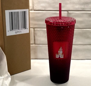 Starbucks Disney Studded Bling Red Cinderella Castle Tasse Becher Strohhalm - NEU Neu im Karton - Bild 1 von 17