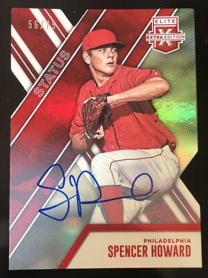 2017 Elite SPENCER HOWARD Status Red Diecut Rookie AUTOGRAPH #d 56/75! PHILLIES - Image 1 of 2