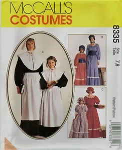 McCalls 8335 1800s Pilgrim Prairie Peasant Misses Girls Costume pattern UNCUT FF - Picture 1 of 2