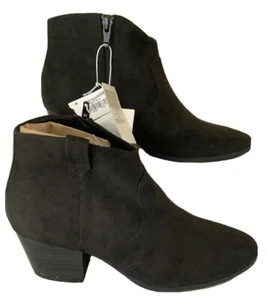 Old Navy Ankle Western Boots Faux Leather Sz 6 Women’s Zip Closure Suede Black - Picture 1 of 10