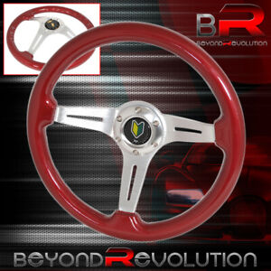 For Gmc Red Wood Grain Aluminum Streak Design Steering Wheel Wakaba + Horn