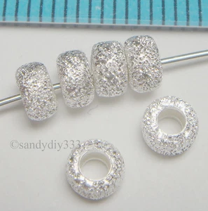10x STERLING SILVER STARDUST RONDELLE BEADS 4.3mm #077 - Picture 1 of 2
