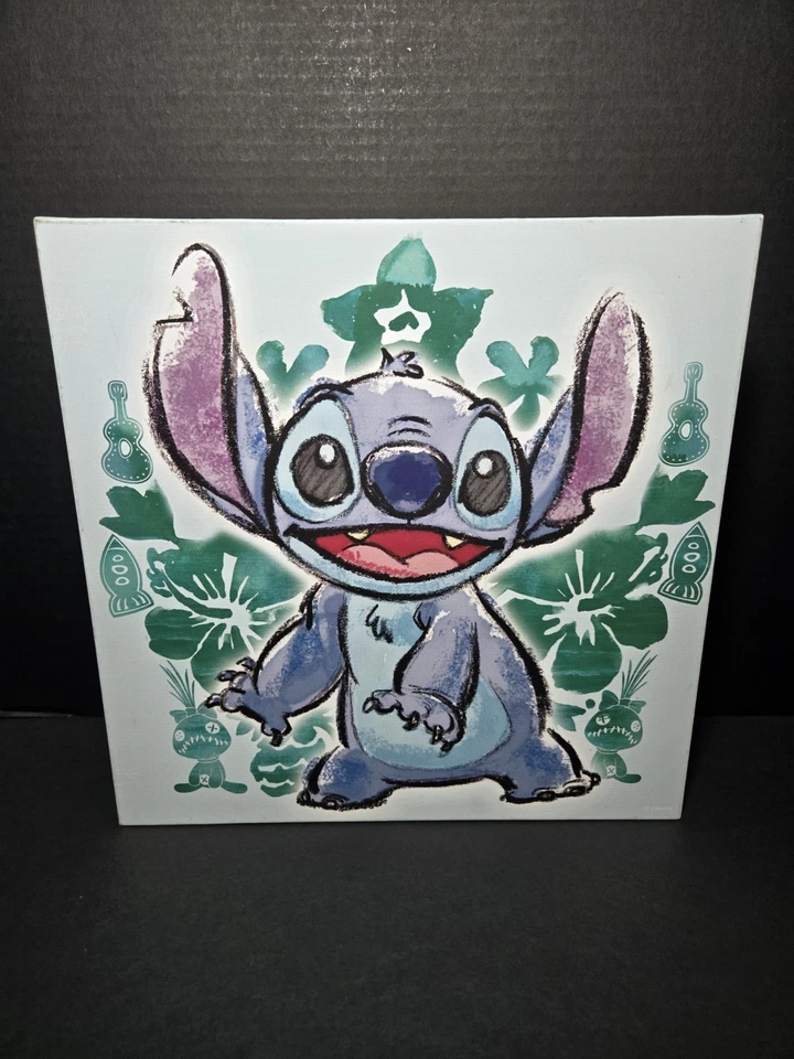 Disney Lilo & Stitch Floral Stitch Canvas Wall Art 12x12" - Image 1 of 4