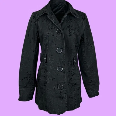 Nick & Mo Anthropology Jacquard Black Jacket Whimsigoth Goth Mid Length Medium - Image 1 of 4