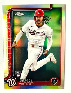 2025 Topps Chrome James Wood ARGENTO rifrattore RC #132 Nationals Rookie! - Foto 1 di 3