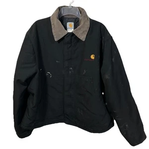 Chaqueta de Trabajo Carhartt Negra De Colección Detroit Streetwear Hecha en Unión en EE. UU. XXL Y2K - Imagen 1 de 11