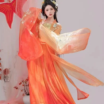 Adulto Manga Grande Capa Bordada Prendas para el torso Bata Mujeres Naranja Azul Halloween Hada Foto 1 de 4