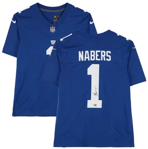 Maglia Malik Nabers autografata New York Giants blu reale Nike Limited fanatici - Foto 1 di 5