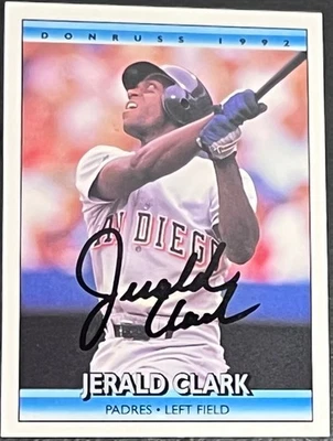 1992 Donruss Baseball #144 Jerald Clark San Diego Padres Autographed Card - Image 1 of 2