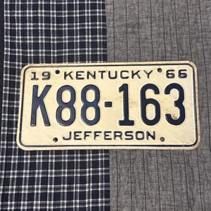 1966 Kentucky JEFFERSON COUNTY License Plate Tag #K88-163 - Picture 1 of 6