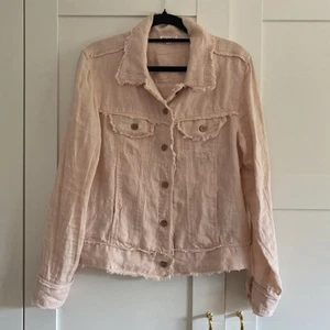 THE SHANTY Pale Pink Raw Edge Linen Jacket, XS/8, NWOT - Picture 1 of 8