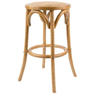 NEW Urban Styling Aster Birch Rattan Round Bar Stool Oak - Picture 1 of 6