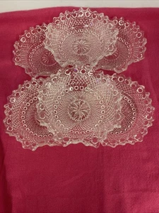 Rare Set of Six Vintage Sowerby Glass Dessert Bowls 'Hob & Button' Design 1930's - Picture 1 of 8