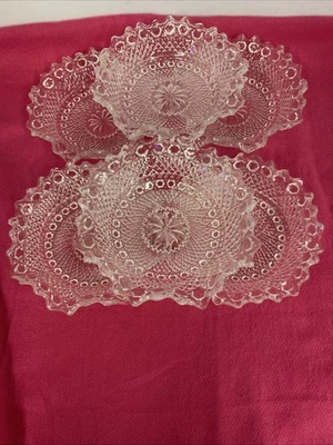 Rare Set of Six Vintage Sowerby Glass Dessert Bowls 'Hob & Button' Design 1930's - Image 1 of 4