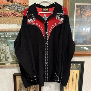 Vintage 80s Bob Mackie Wearable Art Rodeo 90s Rockabilly Embroidered Shirt 2XL - Bild 1 von 6