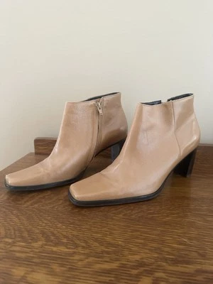 Etienne Aigner Mujer 7.5 Lancer Cuero Cremallera Botines Tacón Tostado Camel Foto 1 de 4