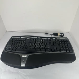 Microsoft Natural Ergonomic Keyboard 4000 v1.0 Wired USB KU-0462 w/ Riser Tested - Afbeelding 1 van 9