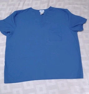 SB Unisex XL Scrub Top Blue Short Sleeve Top Pocket - Picture 1 of 5