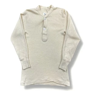 Camiseta interior de invierno vintage del ejército de Estados Unidos mezcla de lana Henley años 80 para hombre talla mediana EE. UU. - Imagen 1 de 5