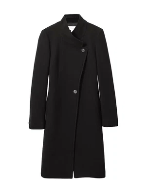 NEW, REISS WOOL-BLEND LONGLINE DOUBLE-BREASTED COAT IN BLACK SZ 6 #W122 - Image 1 of 4