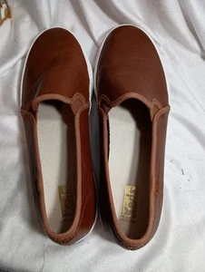 New KEDS Double Decker Cognac Leather Slip-On Style Sz 11 Comfort Casual - Picture 1 of 4