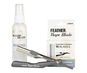 Feather Nape & Body Razor Kit w/ Blades 10pcs & 2oz Blade Glide F1-80-500 - Picture 1 of 10