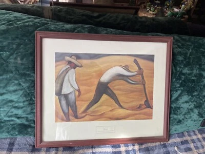  Impresión "Campesinos" de Diego Rivera 15 3/4" x 10 1/2" en marco 21 3/4" x 17 3/4" Foto 1 de 4