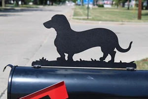 Wiener Dog Metal Mailbox Topper 7 Inches Tall Matte Black - Picture 1 of 3