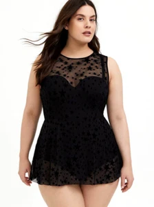 Torrid Underwire Short Mesh Overlay Swim Dress With Brief SIZE 0 C/D NWT - Picture 1 of 5