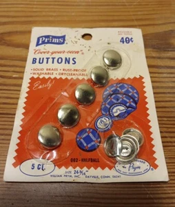 Vintage Prims Cover Your Own Buttons, Solid Brass-Size 24-9/16", 5 count, sealed - Picture 1 of 6