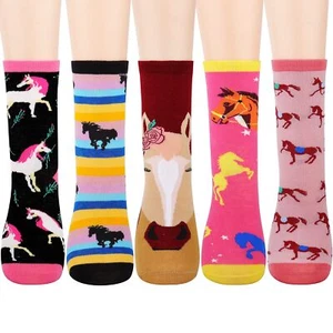 Girls Socks Horse Gifts for Girls Cute Funny Crazy Horse Socks 5 Pairs 6-8 Ye... - Picture 1 of 7