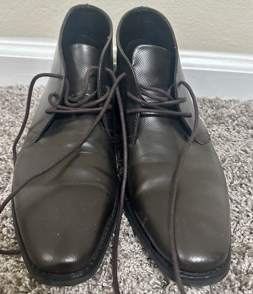 Calvin Klein Dark Brown Chukka Leather Boots, Size 8.5 Mens - Image 1 of 4