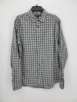 Michael Kors Shirt Mens Large Black White Plaid Tailored Fit Button Up - Image 1 of 4