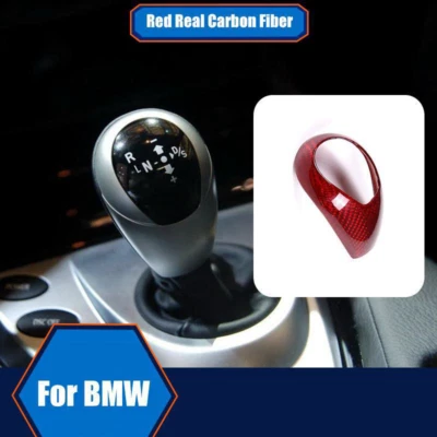 Cubierta de ajuste de perilla de cambio de marchas de coche de fibra de carbono roja para BMW M3 M5 M6 2009-2013  Foto 1 de 4