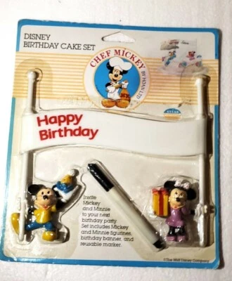 Juego de pastel de cumpleaños vintage de 1980 "Chef Mickey Disney Mickey & Minnie" Hoan Ltd. Foto 1 de 4