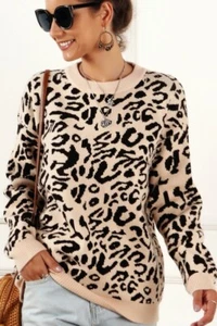 Cárdigan Suéter Suelto Cálido Estampado Animal Leopardo Estilo Anthropologie ESLEY - Imagen 1 de 3