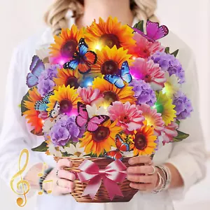Birthday Cards, Mothers Day Card with MUSIC & LIGHTS, Sunflower & Butterfly, 12 - Picture 1 of 12