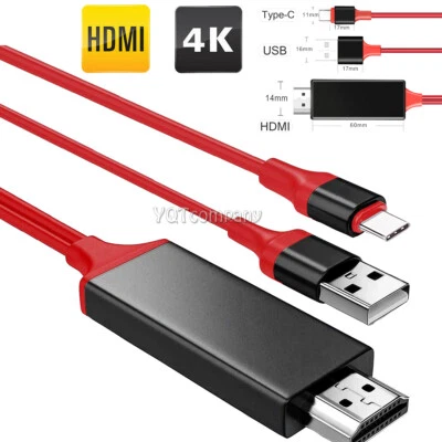 HDMI Mirroring Type C Phone to TV HDTV Cable For Samsung S25 S24 S23 S22+ Note20 - Image 1 of 4
